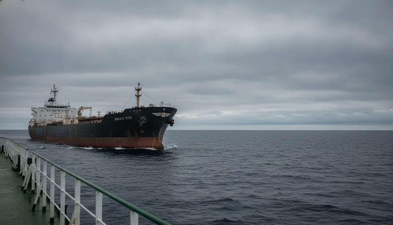 Un pétrolier de la « flotte fantôme » en haute mer.